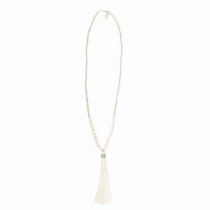 Extra Long Tassel World Changing Necklace White